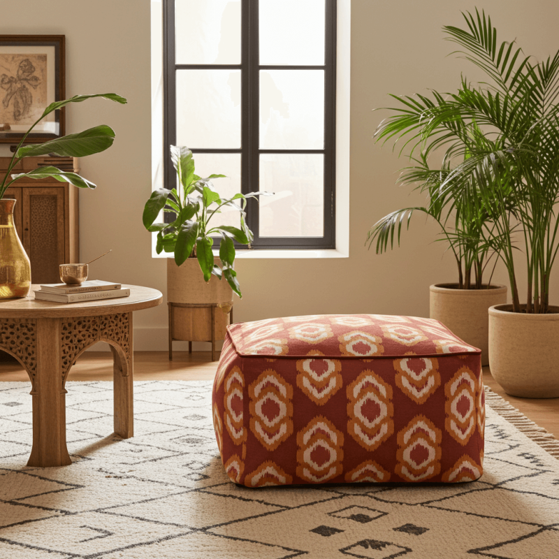 Velvet Adult Box Floor Cushion - IKAT