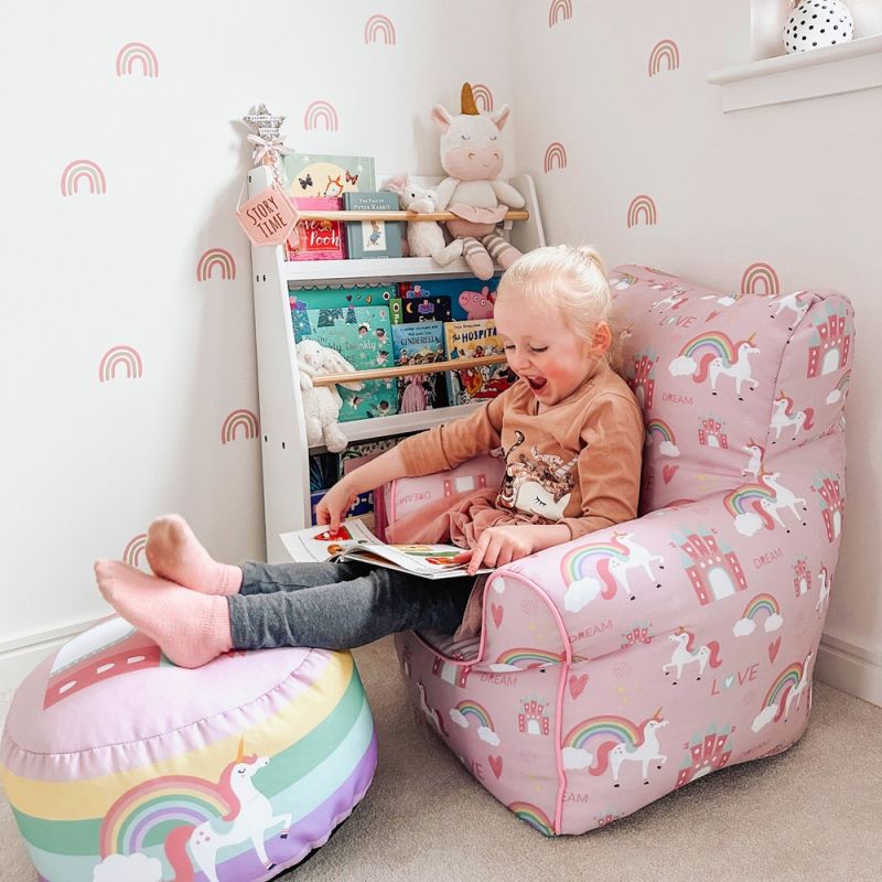 Kids Bean Bag Chair - Water Resistant - Unicorn Castle