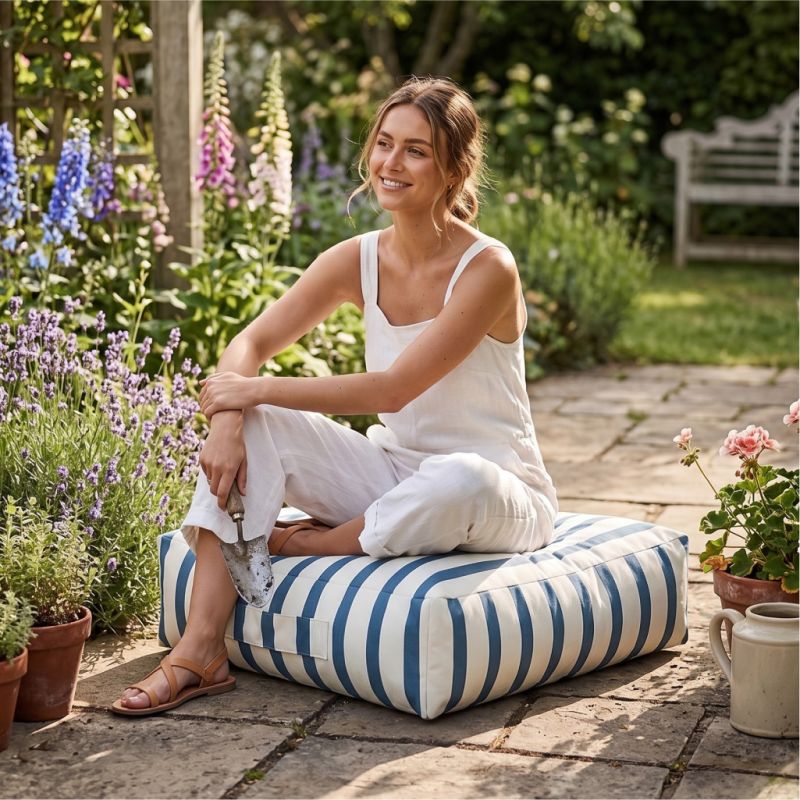 Striped Floor Cushion Bean Bag - Water Resistant