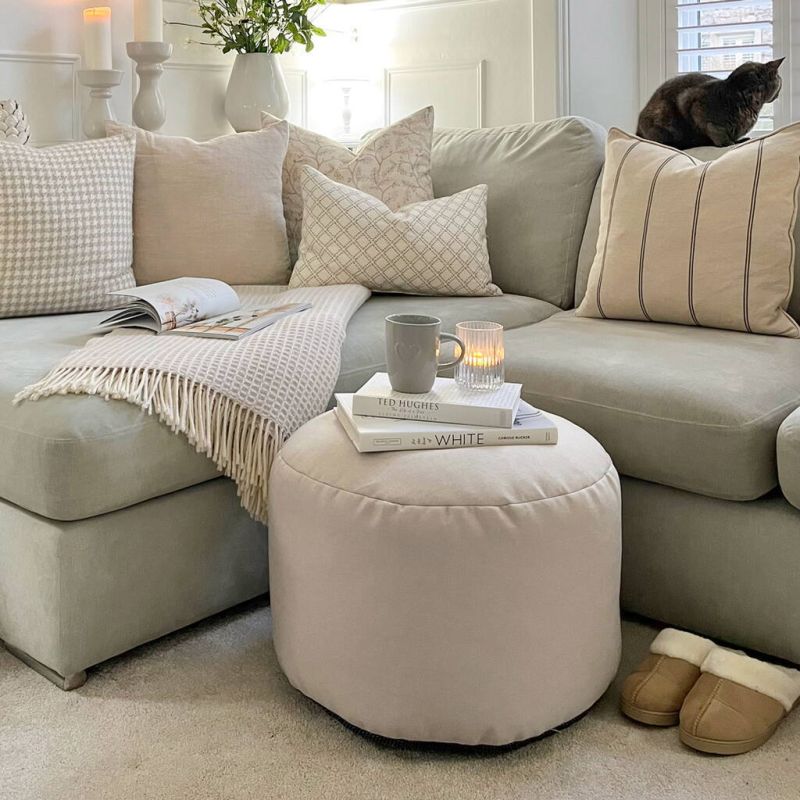 Pouffe Bean Bag Footstool - Barley