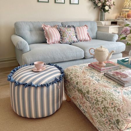 Frilled Striped Pouffe Beanbag 