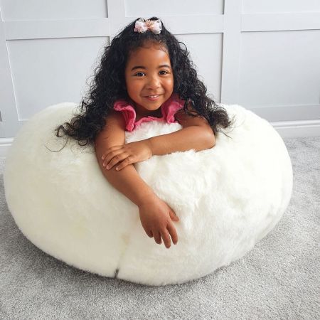 Mini-Slouch Faux Fur Bean Bag - Natural with Inner