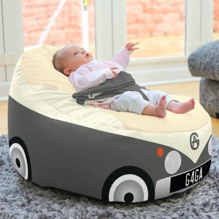 Iconic Campervan Gaga + Baby to Junior Beanbag In Charcoal