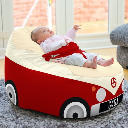 Iconic Campervan Gaga + Baby to Junior Beanbag In Red