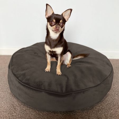 Lunar round velvet dog bed - mole